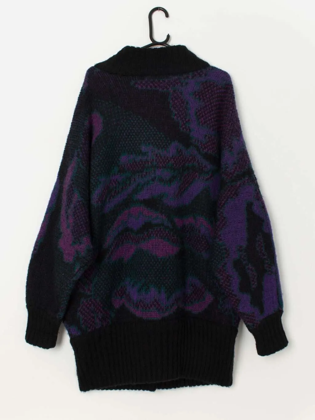 80s vintage purple cardigan with paisley pattern – Large / XL