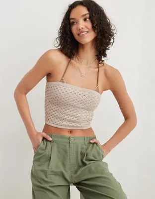 Aerie Crochet Sweater Tube Top-