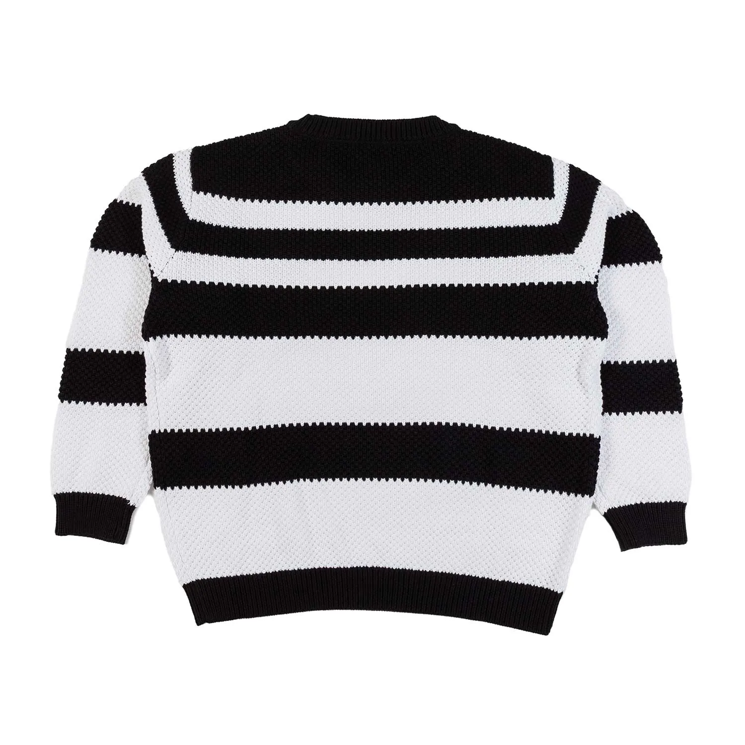 Armani Junior Jacquard Navy Blue And White Striped Pullover