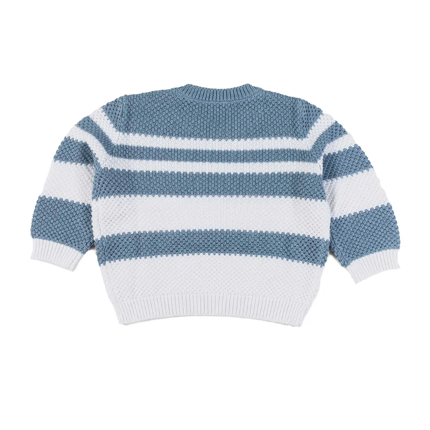 Armani Junior Jacquard Powder Blue And White Striped Baby Pullover