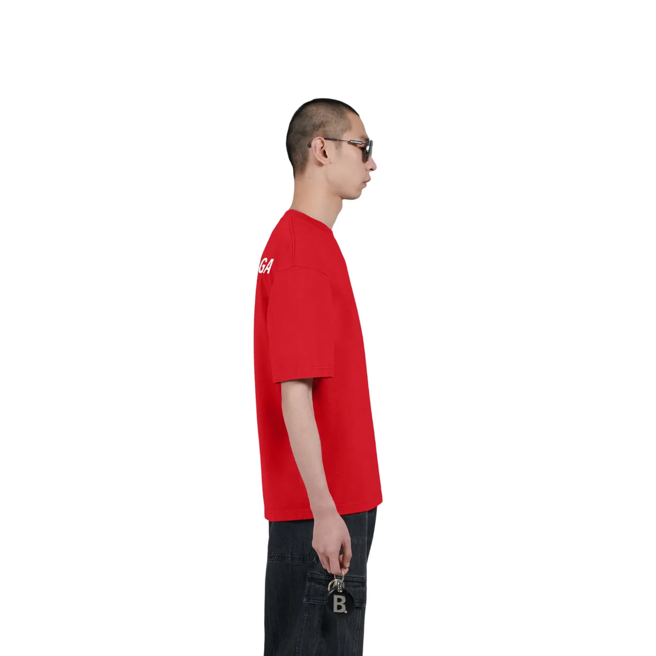 Balenciaga Logo Medium Fit Men's T-Shirt, Red