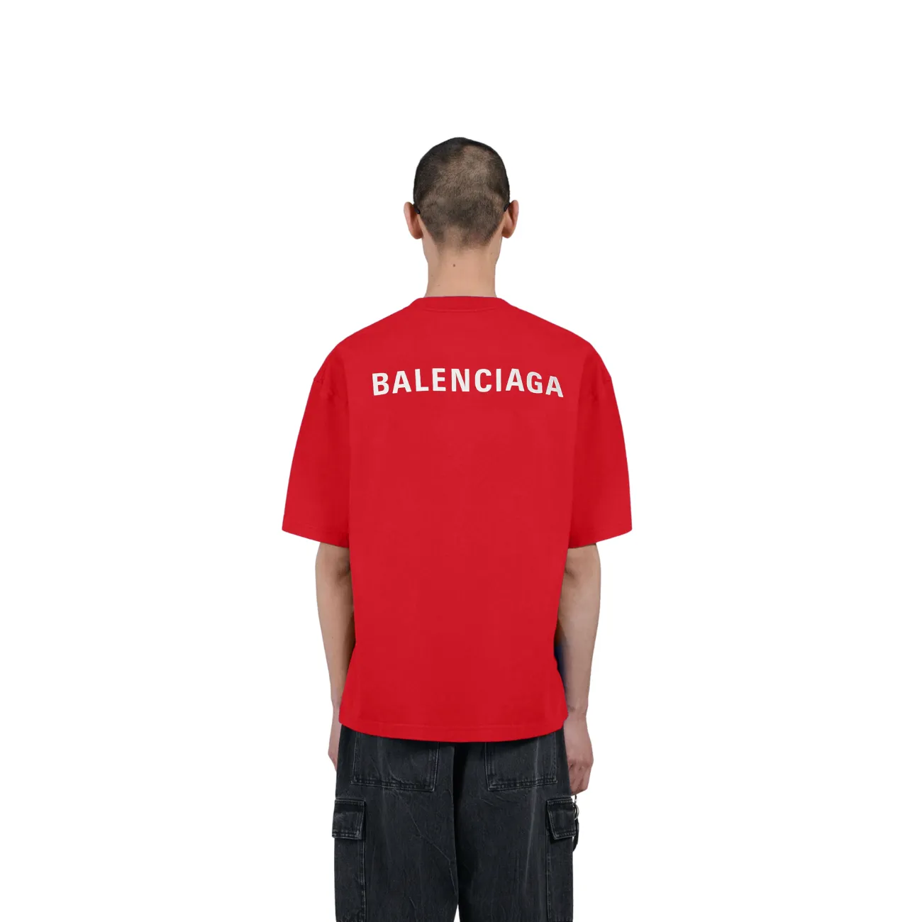 Balenciaga Logo Medium Fit Men's T-Shirt, Red