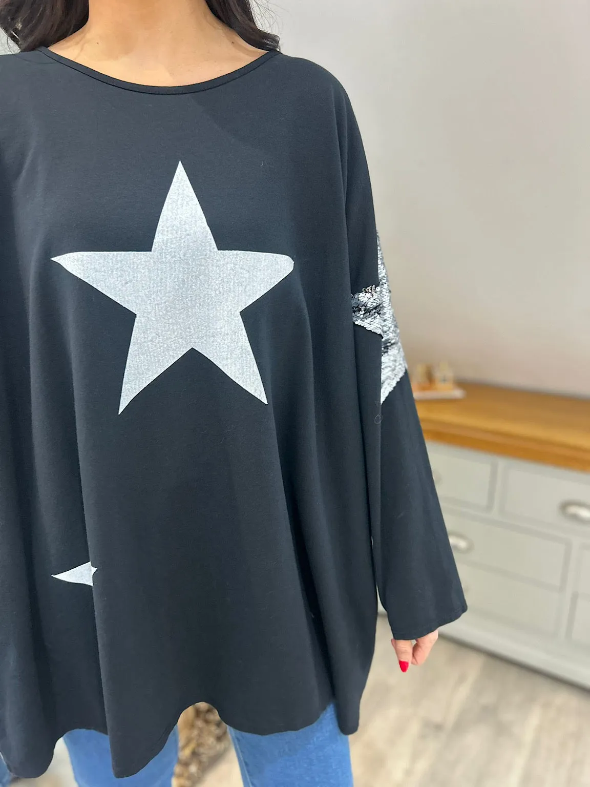 Black Multi Star Top Sally