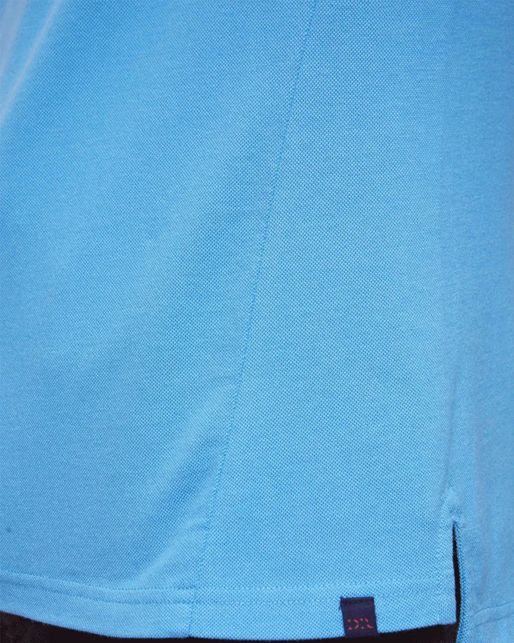 Blue Pique Cotton Tencel Long Sleeve Polo