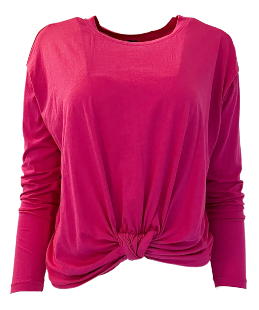 Bobi Knot Front Long Sleeve Tee, Dragonfruit