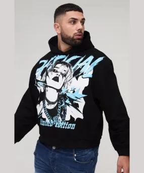 boohooMAN Mens Plus Oversized Boxy Official Tour Large Scale Print Hoodie