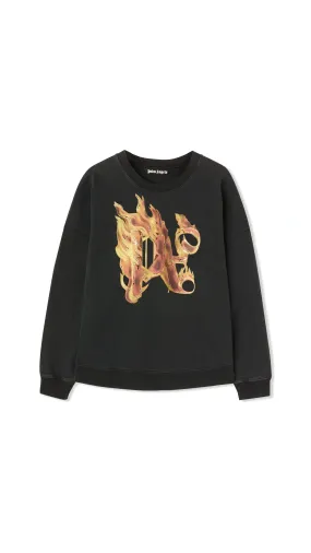 Burning Monogram Crewneck Sweatshirt - Black