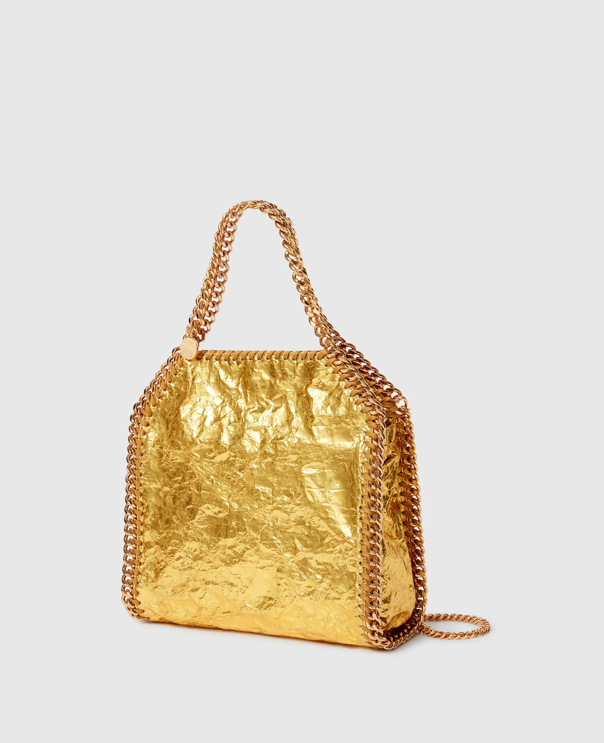 Crinkled Metallic Falabella Mini Tote Bag