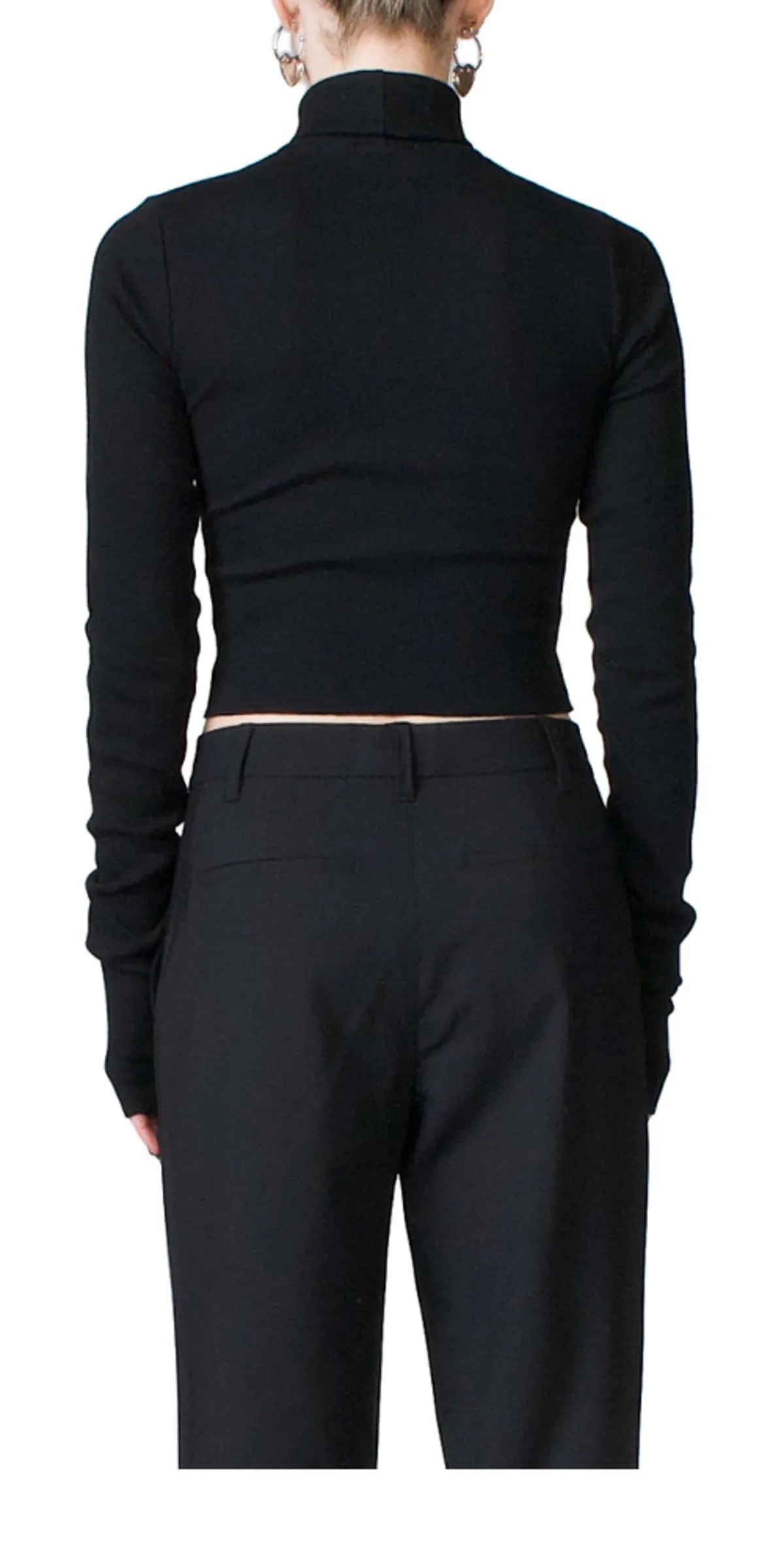 Cropped Fitted Turtleneck - Black