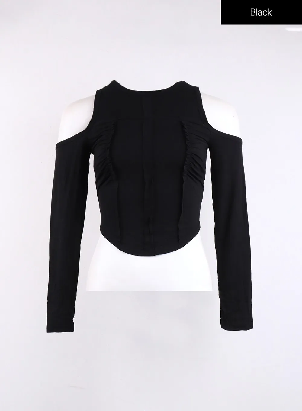 Cut Out Shoulder Long Sleeve Crop Tee CJ418