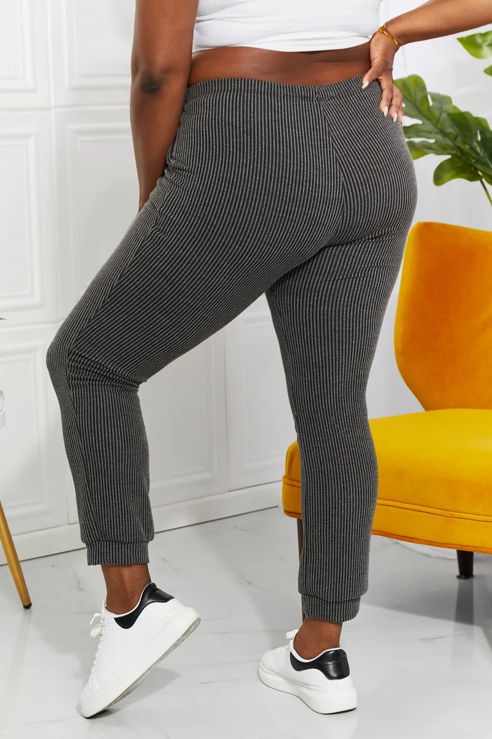 Easy Living Ribbed Joggers in Dark Grey