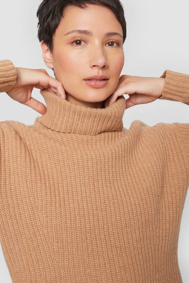 Gamine knit turtleneck blouse