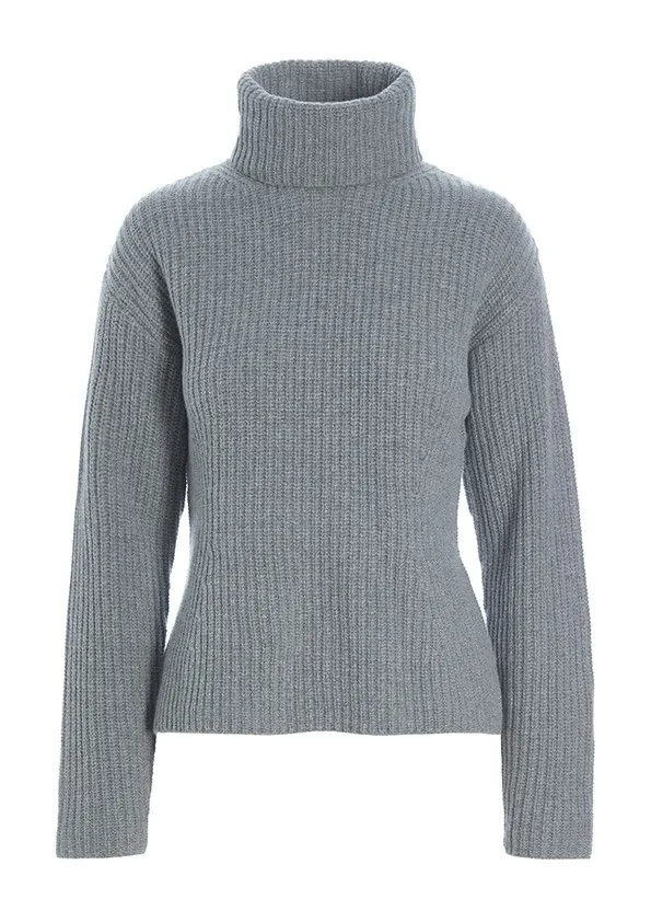 Gamine knit turtleneck blouse