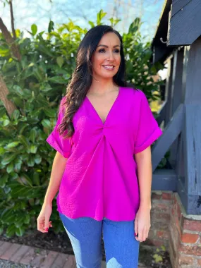 Grape Twist Front Crepe Blouse Elizabeth