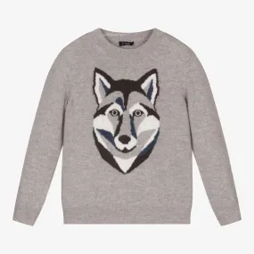 Grey Wool Wolf Sweater