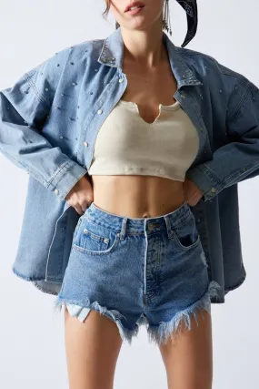 High Rise Denim Shorts