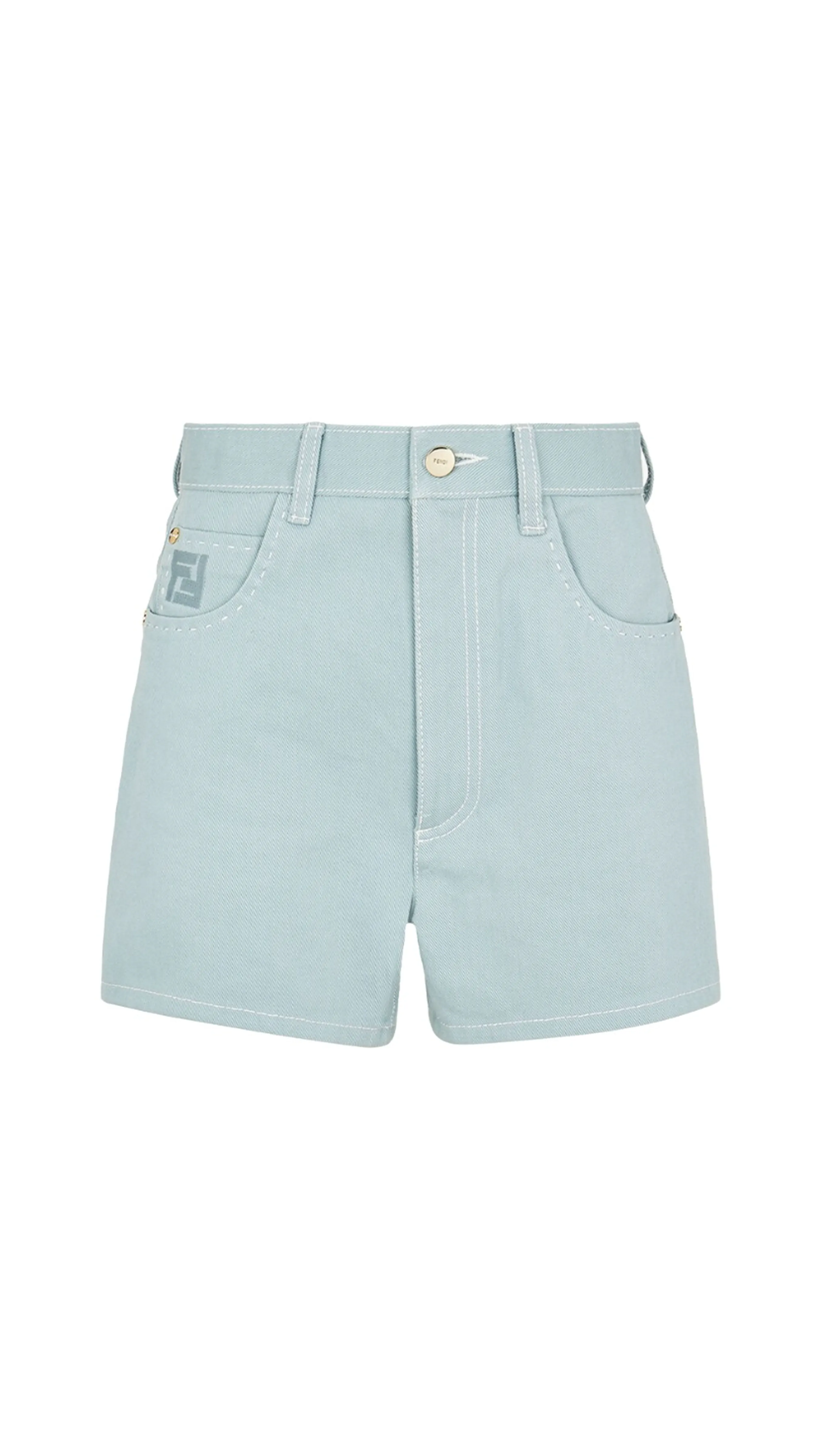 High-waisted Denim Shorts - Light Blue