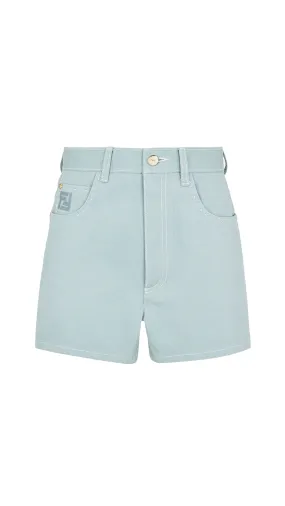 High-waisted Denim Shorts - Light Blue