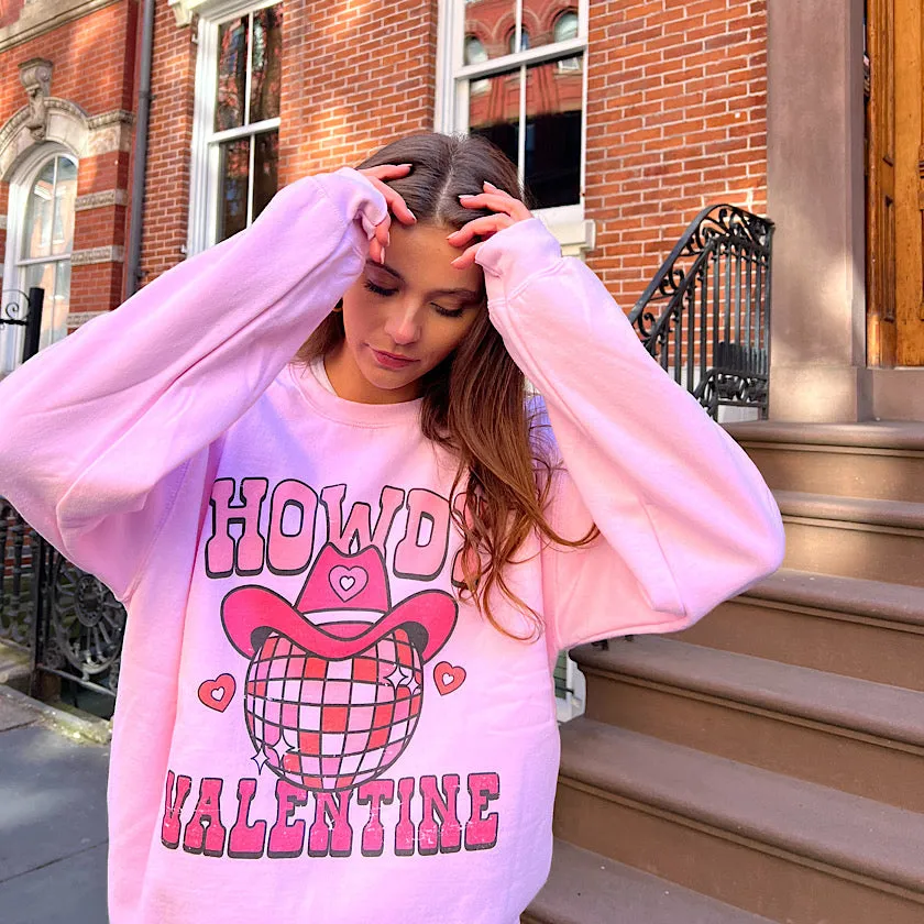 Howdy Valentine Retro Gradient Crewneck Sweatshirt