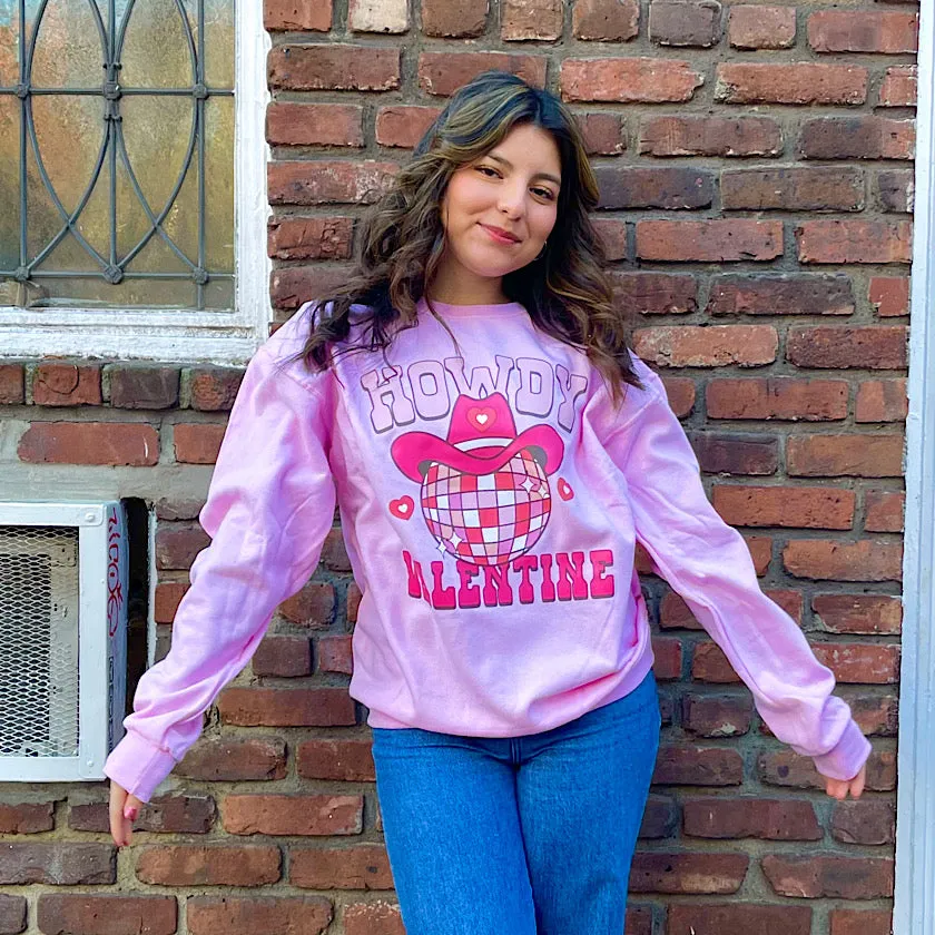 Howdy Valentine Retro Gradient Crewneck Sweatshirt