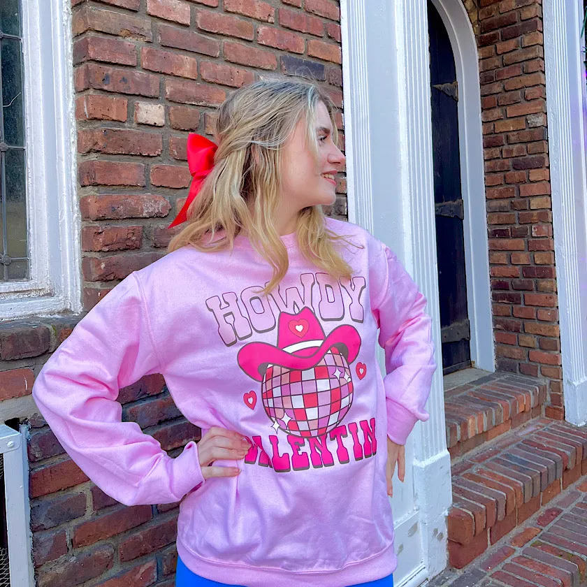 Howdy Valentine Retro Gradient Crewneck Sweatshirt