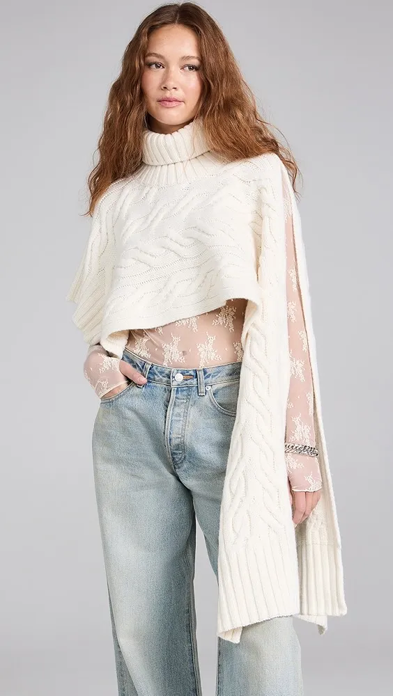 Juun. J   Turtle Neck Muffler Shawl Pullover 