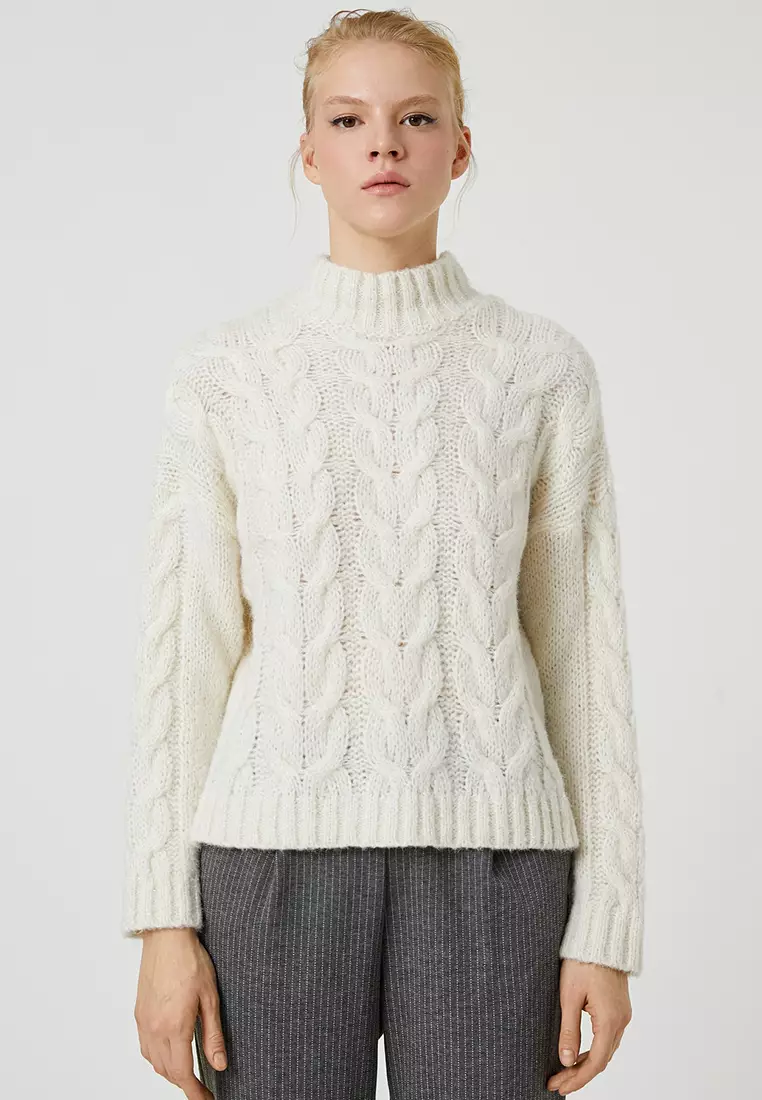 KOTON Braided Turtleneck Sweater