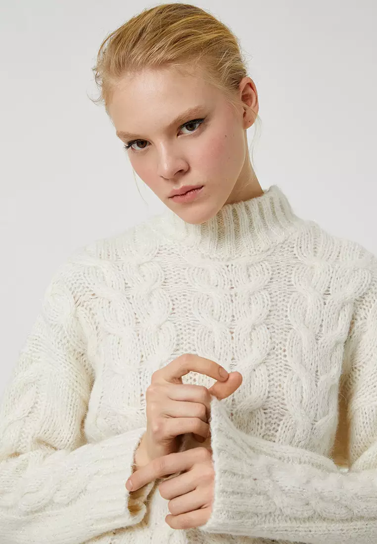 KOTON Braided Turtleneck Sweater