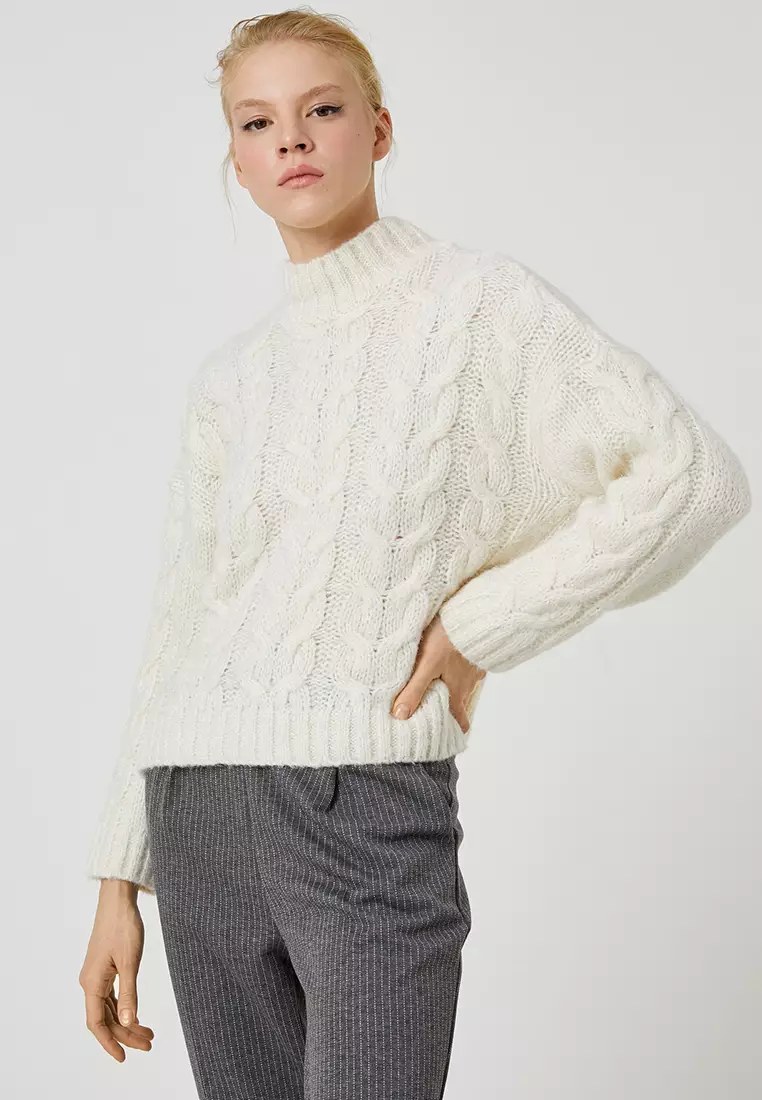 KOTON Braided Turtleneck Sweater