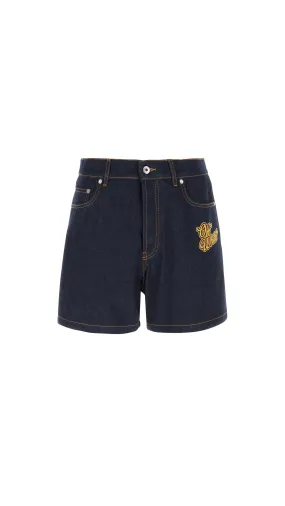 Logo Patch Denim Shorts - Blue