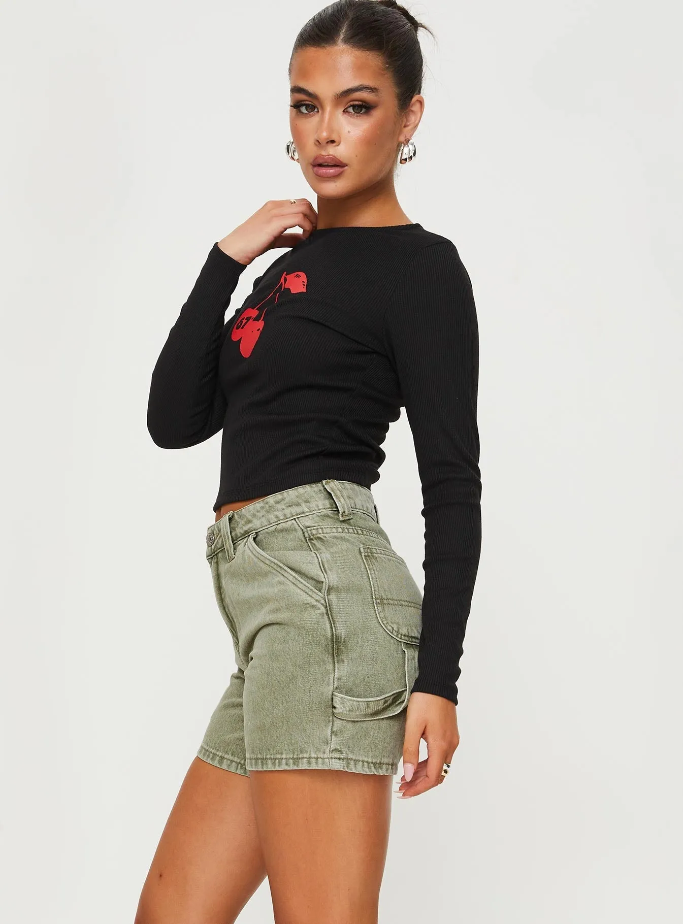 Lou Carpenter Denim Shorts Washed Green