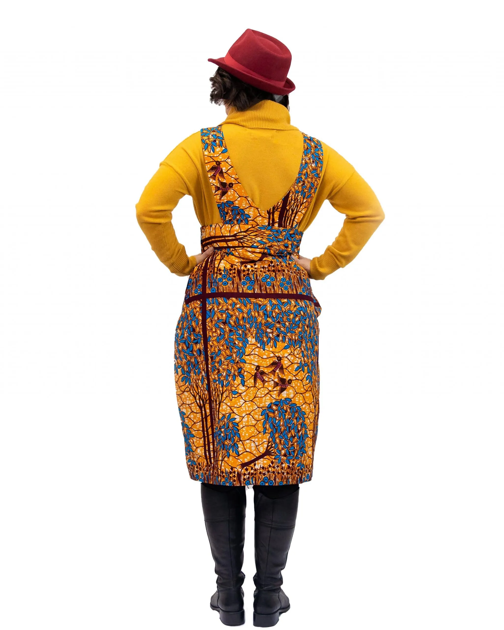 Lucia African Floral Print Pinafore Dress - African Clothing Store | JT Aphrique