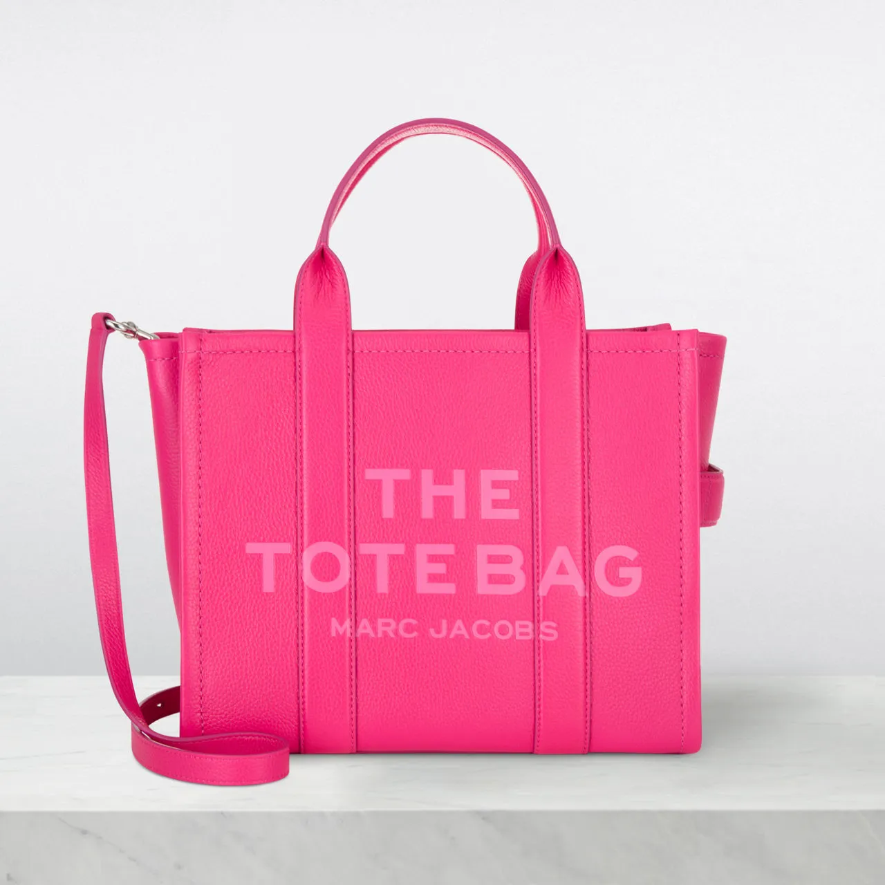 MARC JACOBS The Leather Medium Tote Bag - Hot Pink