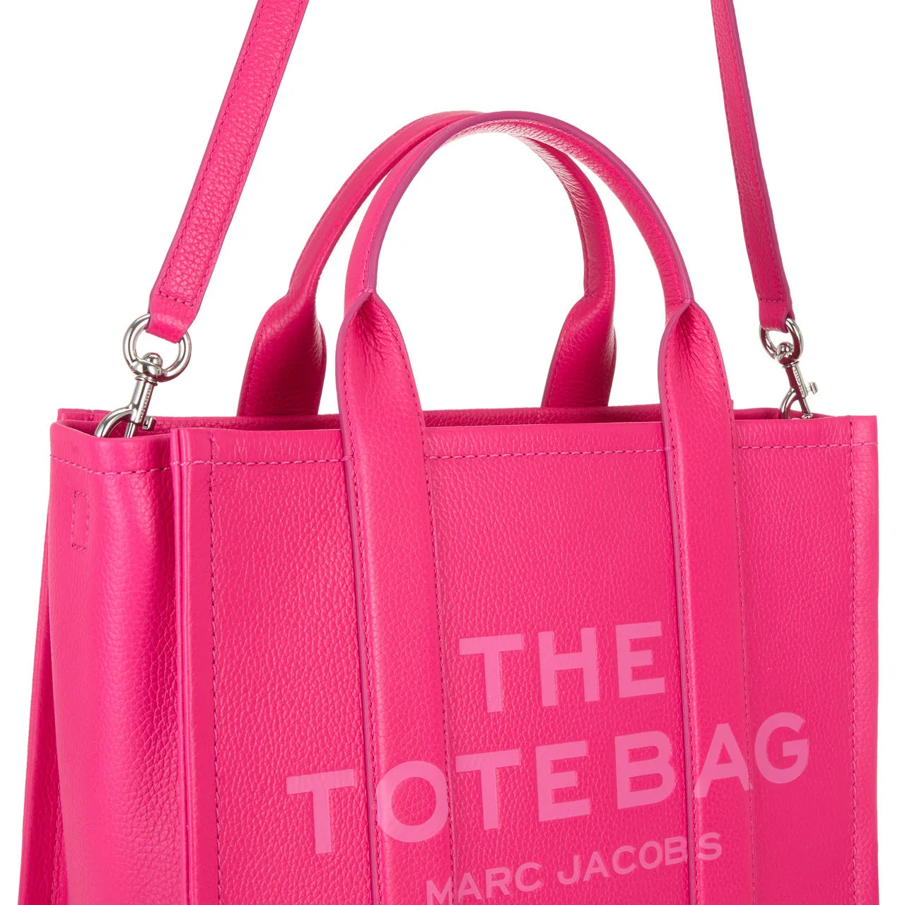 MARC JACOBS The Leather Medium Tote Bag - Hot Pink