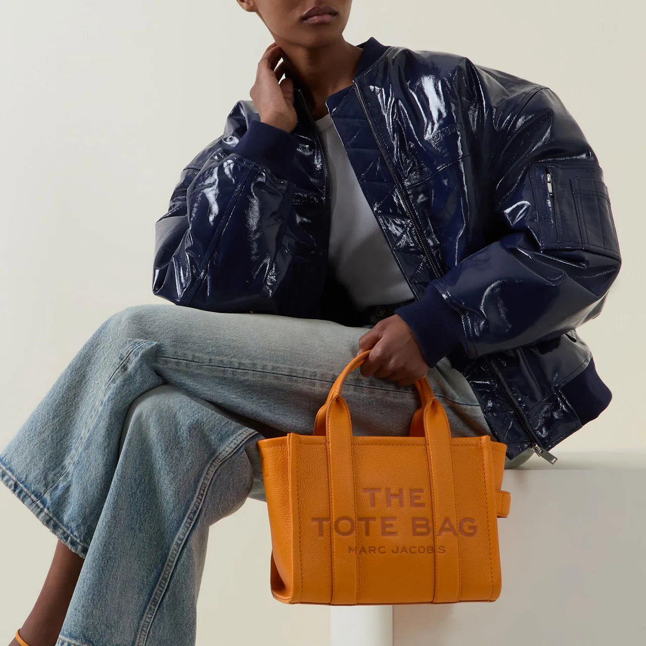 MARC JACOBS The Leather Small Tote Bag - Tangerine