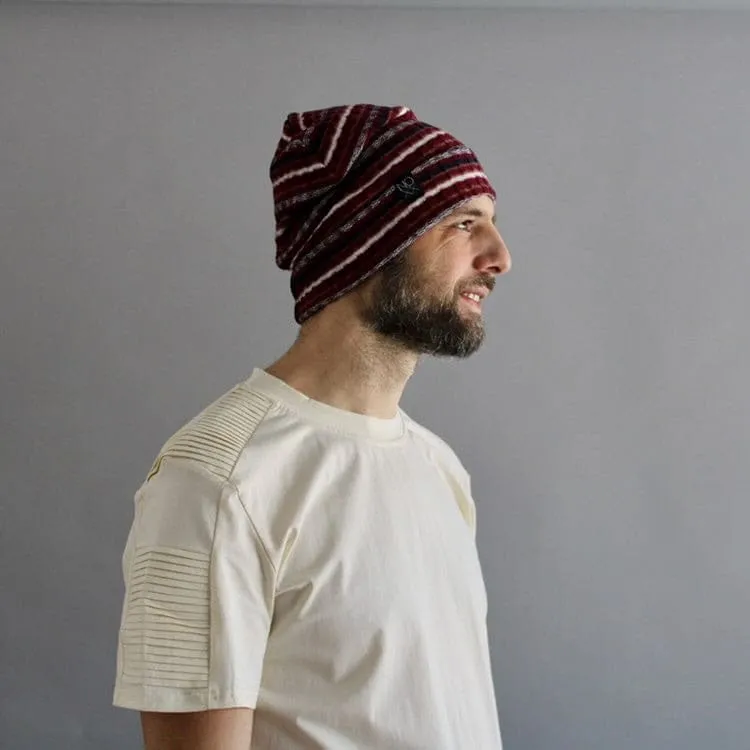 Maroon Stripes | Cozy Ribbed Knit Beanie