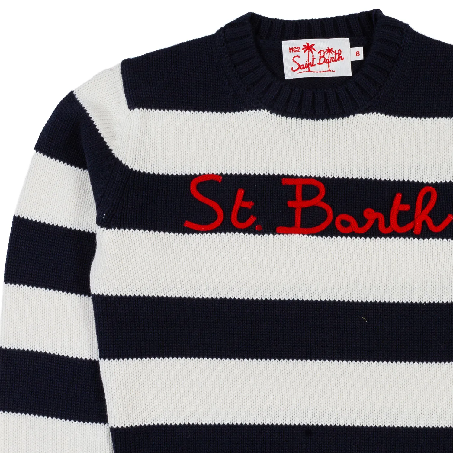 Mc2 Saint Barth Blue And White Striped Grael Pullover