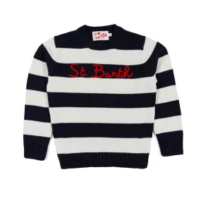 Mc2 Saint Barth Blue And White Striped Grael Pullover