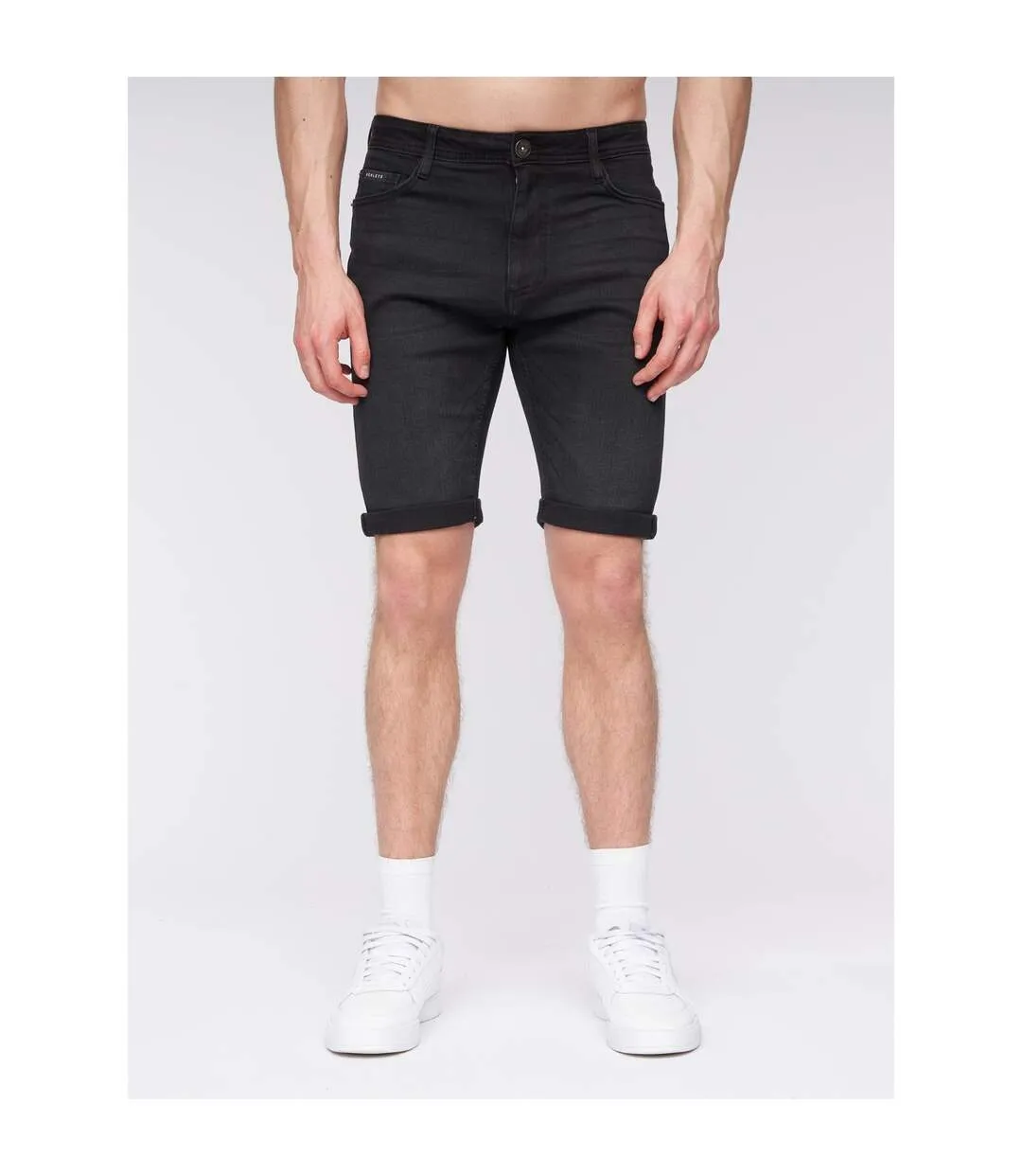 Mens flex denim shorts black wash Henleys