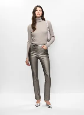 Metallic Turtleneck & Coated Jeans