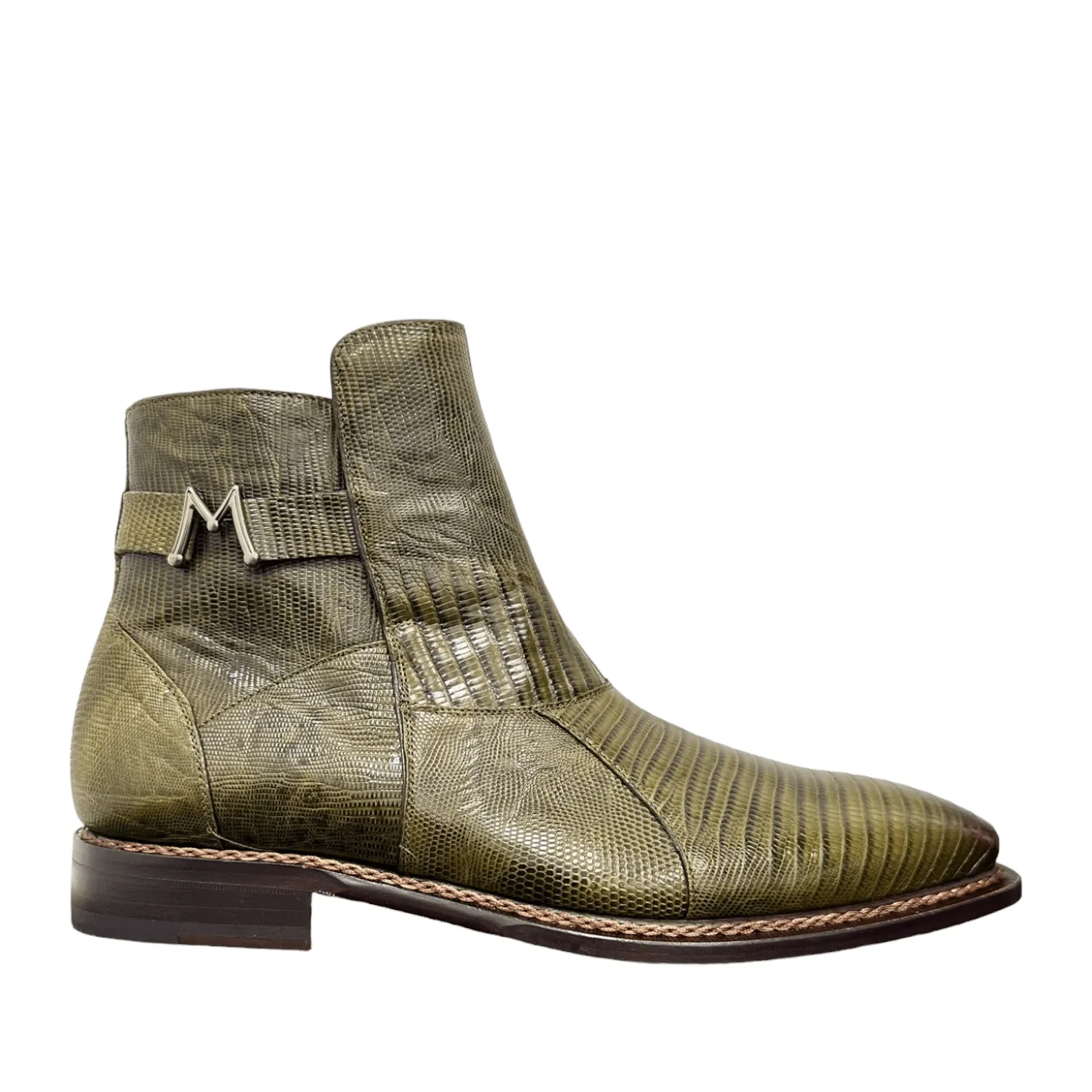 Mezlan Peninsula 4963-L Men's Shoes Olive Exotic Lizard-Skin Ankle Boots (MZS3687)