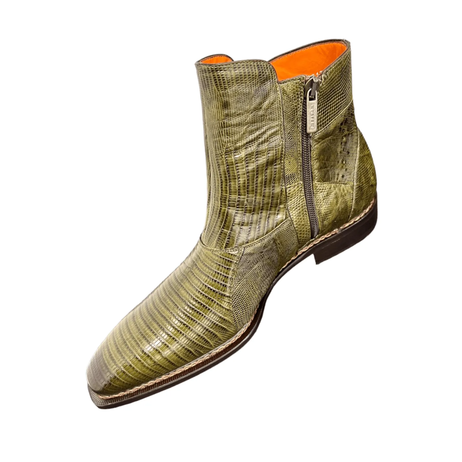 Mezlan Peninsula 4963-L Men's Shoes Olive Exotic Lizard-Skin Ankle Boots (MZS3687)