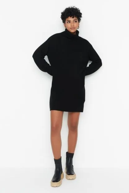 Mini Knitwear Turtleneck Dress