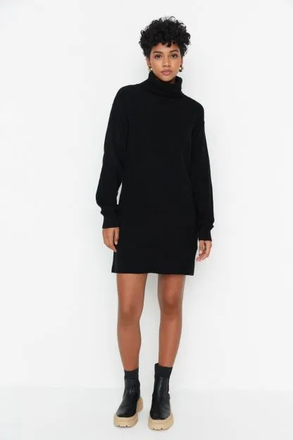 Mini Knitwear Turtleneck Dress