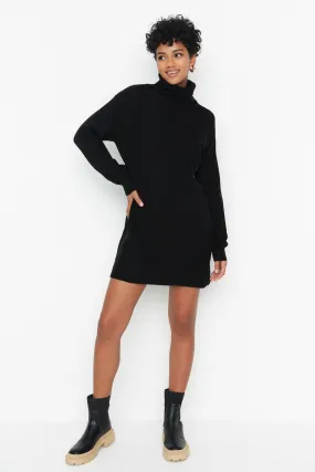 Mini Knitwear Turtleneck Dress