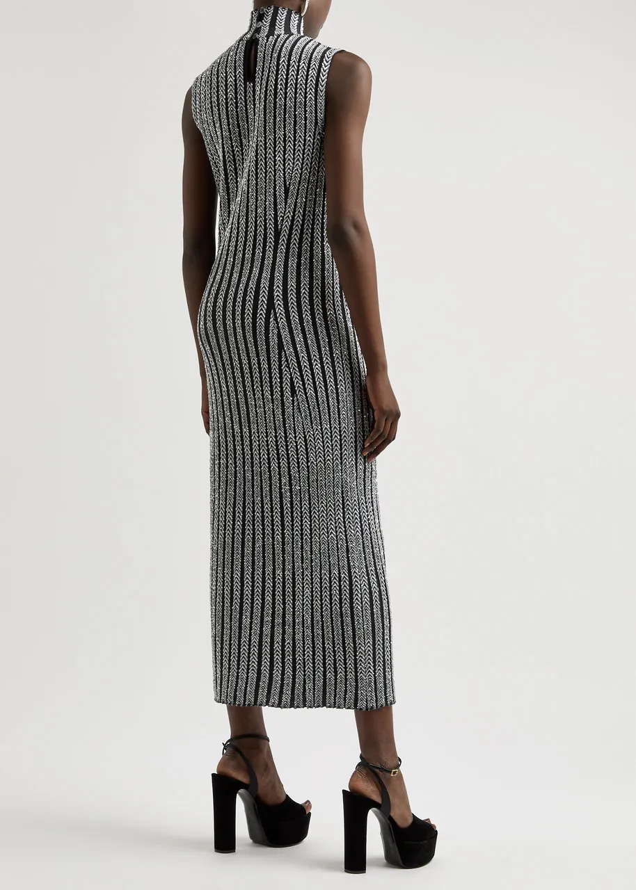 MISSONI Striped sequin-embellished knitted midi dress  
                         
                     
                