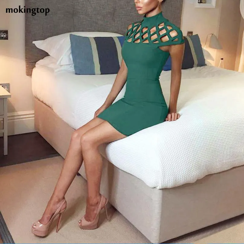 mokingtop Hollow Out Dress Sexy Women Short Sleeve Shealth Mini Dress Clubwear Party Dreses Vetement Femme#A11 SM6