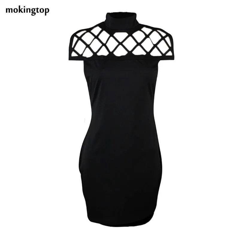 mokingtop Hollow Out Dress Sexy Women Short Sleeve Shealth Mini Dress Clubwear Party Dreses Vetement Femme#A11 SM6