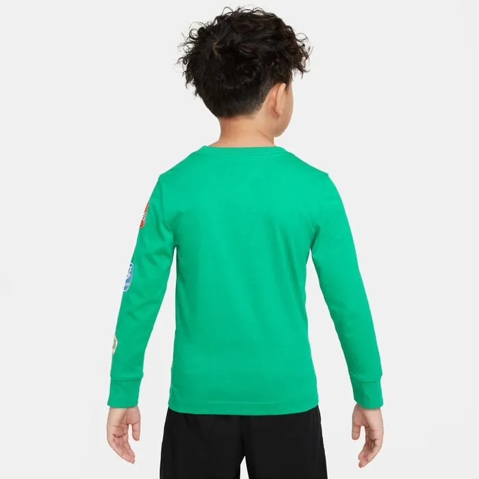 NIKE JUNIOR RETRO LONG SLEEVE GREEN TEE