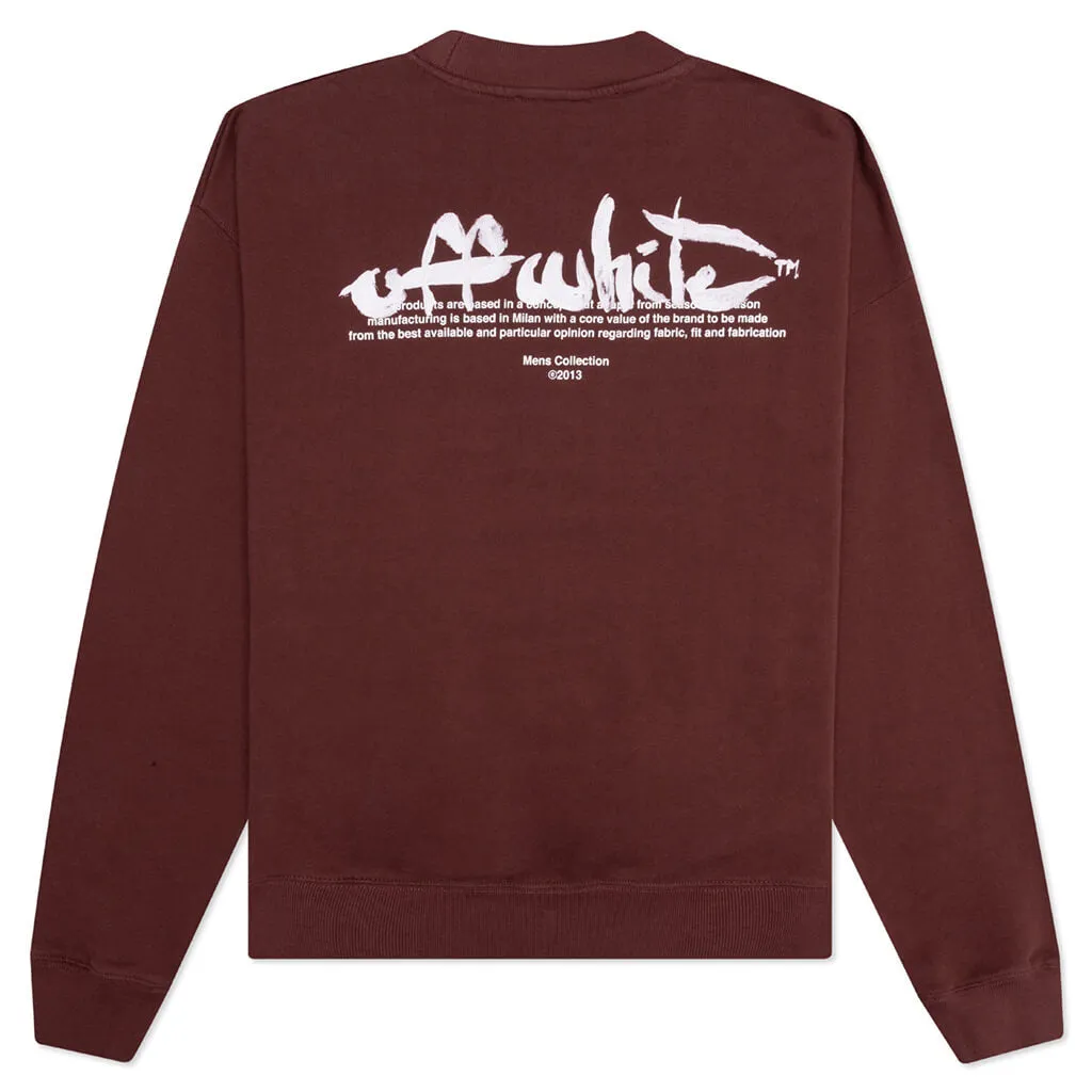 Paint Script Skate Crewneck - Barolo/White